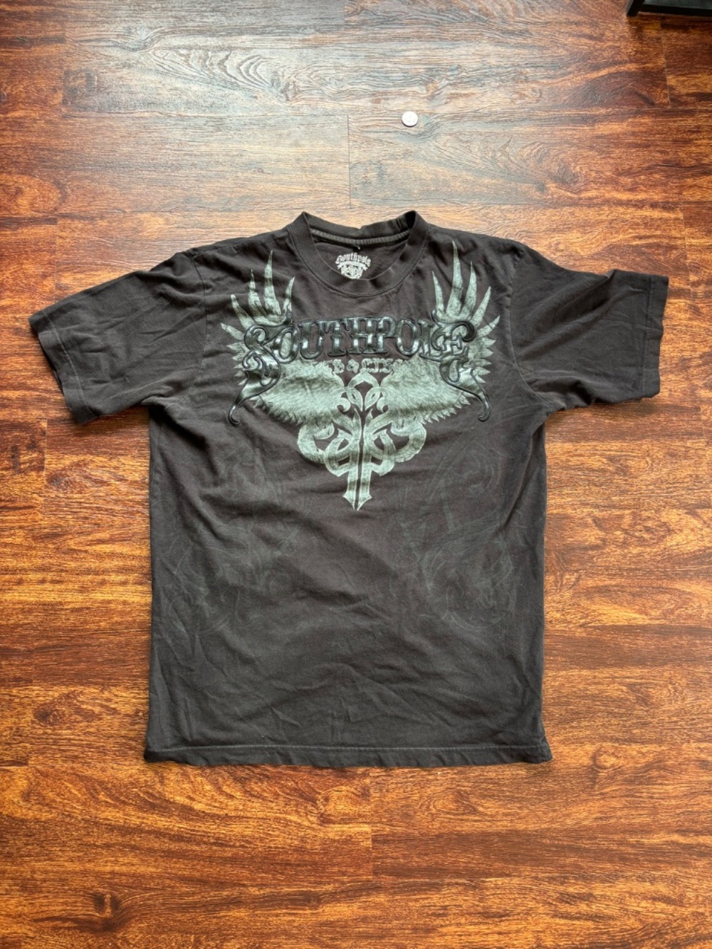 Vintage Y2K South Pole Black Affliction Styled T-Shirt